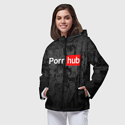 Ветровка с капюшоном женская PORNHUB AHEGAO, цвет: 3D-черный — фото 2