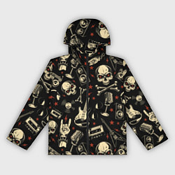 Ветровка с капюшоном женская Гранж с черепами, цвет: 3D-черный