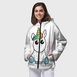 Ветровка с капюшоном женская Милый единорожка, цвет: 3D-черный — фото 2