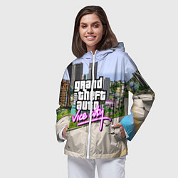 Ветровка с капюшоном женская GTA REDUX 2020, цвет: 3D-белый — фото 2