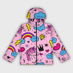 Ветровка с капюшоном женская Единороги, цвет: 3D-черный