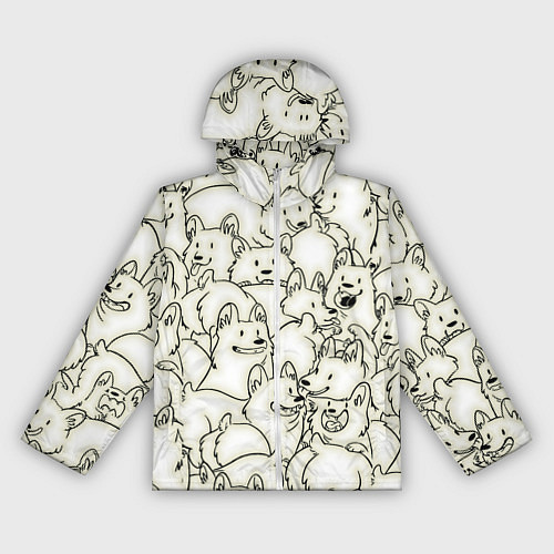 Женская ветровка Корги ЧБ / 3D-Белый – фото 1