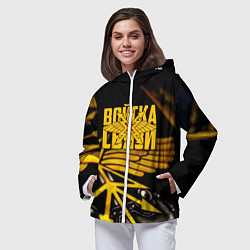 Ветровка с капюшоном женская Войска связи, цвет: 3D-белый — фото 2