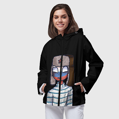 Женская ветровка CountryHumans - Россия / 3D-Черный – фото 3
