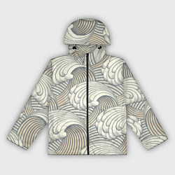 Ветровка с капюшоном женская Арт волны, цвет: 3D-черный