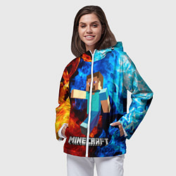 Ветровка с капюшоном женская MINECRAFT, цвет: 3D-белый — фото 2