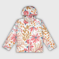 Ветровка с капюшоном женская Цветы, цвет: 3D-белый