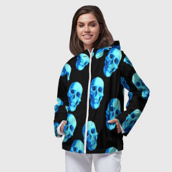 Ветровка с капюшоном женская Черепа стиль, цвет: 3D-белый — фото 2