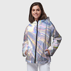 Ветровка с капюшоном женская Фольга, цвет: 3D-черный — фото 2