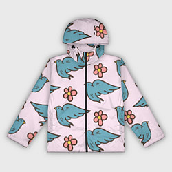 Ветровка с капюшоном женская Стайка птиц, цвет: 3D-черный