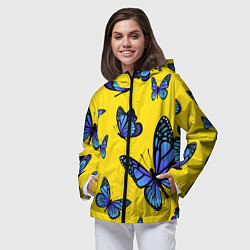 Ветровка с капюшоном женская БАБОЧКИ, цвет: 3D-черный — фото 2