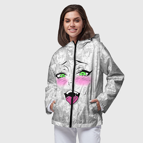 Женская ветровка Ахегао / 3D-Черный – фото 3