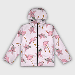 Ветровка с капюшоном женская Розовый фламинго, цвет: 3D-черный
