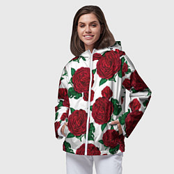 Ветровка с капюшоном женская Винтажные розы, цвет: 3D-белый — фото 2