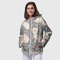 Ветровка с капюшоном женская Милые кошечки, цвет: 3D-белый — фото 2