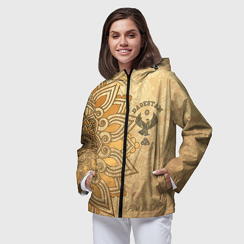 Женская ветровка Дагестан в золоте / 3D-Черный – фото 3