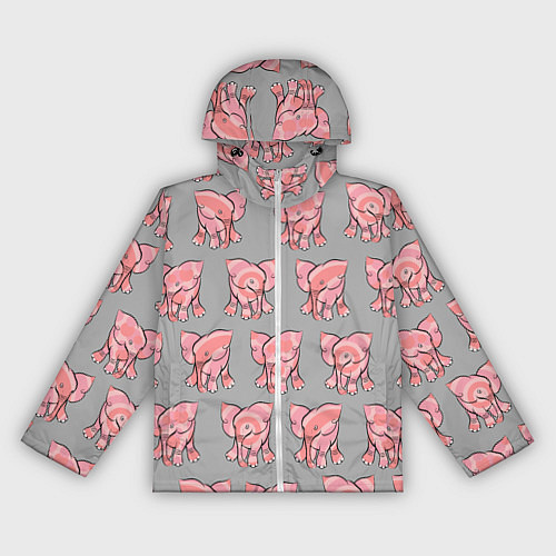 Женская ветровка РОЗОВЫЕ СЛОНИКИ ПАТТЕРН / 3D-Белый – фото 1