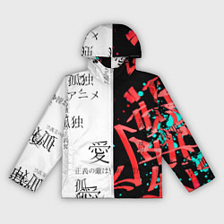 Ветровка с капюшоном женская Японские надписи, цвет: 3D-белый