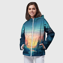 Ветровка с капюшоном женская Природа, цвет: 3D-белый — фото 2