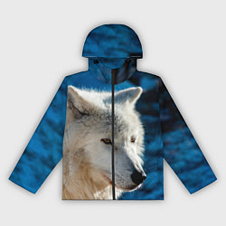 Ветровка с капюшоном женская Волк на черном фоне, цвет: 3D-черный