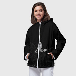 Ветровка с капюшоном женская Космический клининг, цвет: 3D-белый — фото 2