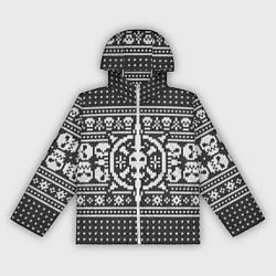 Ветровка с капюшоном женская Свитер с черепами, цвет: 3D-белый