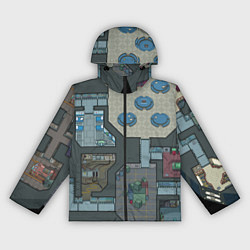 Ветровка с капюшоном женская AMONG US - КАРТА, цвет: 3D-черный