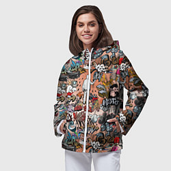 Ветровка с капюшоном женская Граффити, цвет: 3D-белый — фото 2