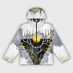 Ветровка с капюшоном женская Графит и золото: дерево жизни, цвет: 3D-черный