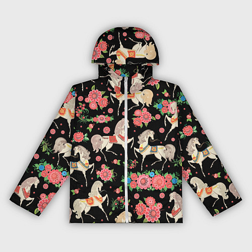 Женская ветровка Лошади и цветы / 3D-Белый – фото 1