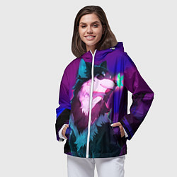 Ветровка с капюшоном женская Сказочный волк, цвет: 3D-белый — фото 2