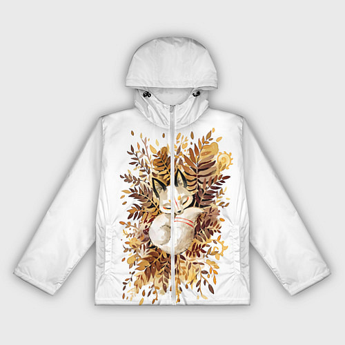Женская ветровка Лисичка спит в листьях / 3D-Белый – фото 1