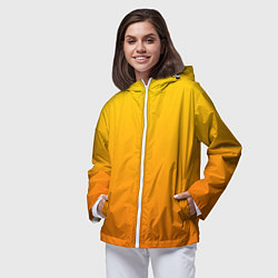 Ветровка с капюшоном женская Оранжевый градиент, цвет: 3D-белый — фото 2