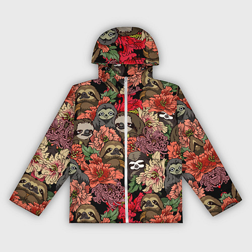 Женская ветровка Ленивец & Цветочки / 3D-Белый – фото 1