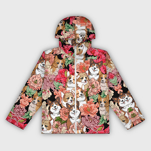 Женская ветровка Корги & Цветы / 3D-Белый – фото 1