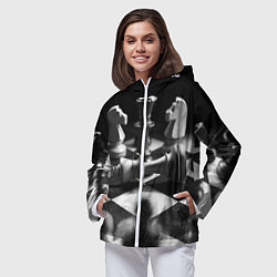 Ветровка с капюшоном женская Шахматы, цвет: 3D-белый — фото 2