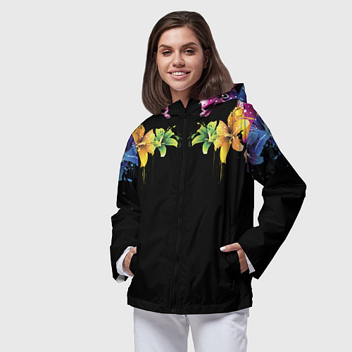 Женская ветровка Цветы / 3D-Черный – фото 3
