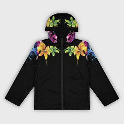 Ветровка с капюшоном женская Цветы, цвет: 3D-черный