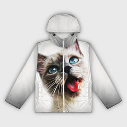 Ветровка с капюшоном женская Котик, цвет: 3D-белый