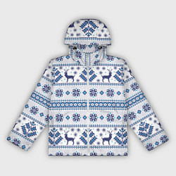 Ветровка с капюшоном женская Русские народные узоры, цвет: 3D-белый