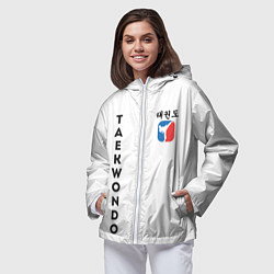 Ветровка с капюшоном женская Тхэквондо Taekwondo, цвет: 3D-белый — фото 2