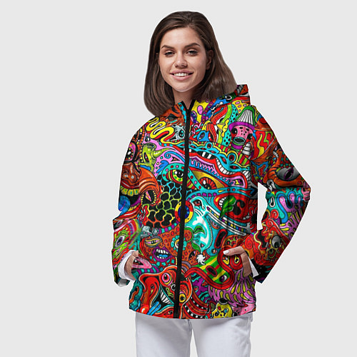 Женская ветровка Яркая абстракция bright abstraction / 3D-Черный – фото 3