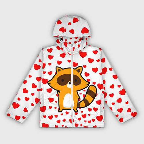 Женская ветровка Енот в сердечках / 3D-Белый – фото 1