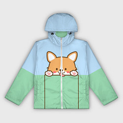 Ветровка с капюшоном женская Милый Корги, цвет: 3D-белый