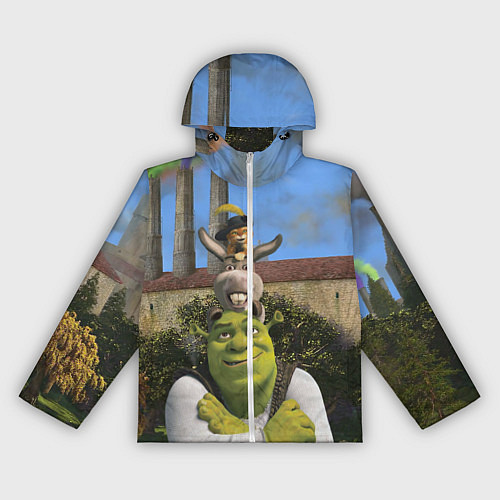 Женская ветровка Шрек, Кот и Осёл / 3D-Белый – фото 1