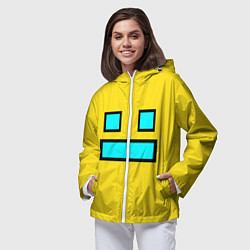 Ветровка с капюшоном женская Geometry Dash: Smile, цвет: 3D-белый — фото 2