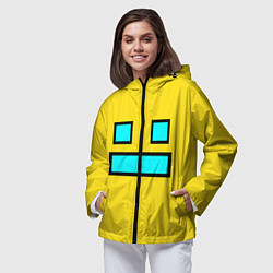 Ветровка с капюшоном женская Geometry Dash: Smile, цвет: 3D-черный — фото 2