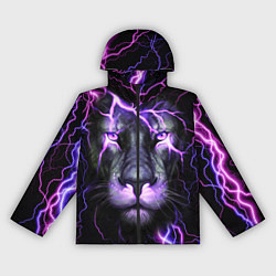 Ветровка с капюшоном женская НЕОНОВЫЙ ЛЕВ NEON LION, цвет: 3D-черный