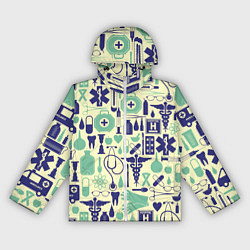 Ветровка с капюшоном женская Медицина Паттерн Z, цвет: 3D-белый