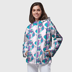 Ветровка с капюшоном женская Пони узор, цвет: 3D-белый — фото 2